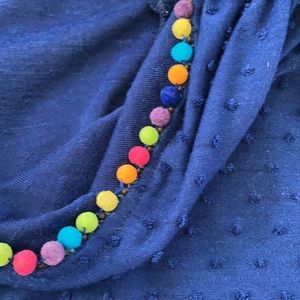 Francescas Blue Swiss Dot Pom top